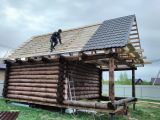 Монтаж гидроизоляции, обрешётки, металлочерепицы с добрными элементами