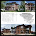 Двухэтажный дом из газоблока с облицовкой кирпичем