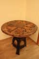 Стол круглый, мозаичный, с отделкой красным деревом