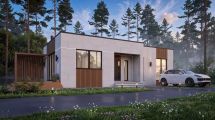Проект современного одноэтажного жилого дома с плоской крышей