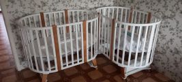 Кроватки трансформер с маятником, комод с пеленальным столиком
