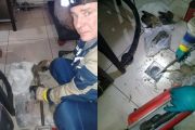 Устранение засора канализации в кафе механическим способом.