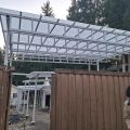 Изготовление навеса по месту ,закрытие пешеходных дорожек от осадков общая площадь всегорнавеса чуть менее 112 м2