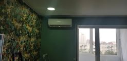 завершенные работы по монтажу кондиционера в 2 этапа.