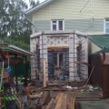 Заливка фундамента, кладка газоблока. Эркер под лестницу.