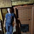 Установка чугунной банной печи и печного портала.