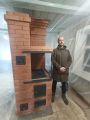 Отопительно-варочная  печь под расшивку из красивого кирпича с радиусными углами. А также полочка под сушку 