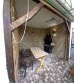 Переоборудование спальни в мангальную зону: по результатам маркетингового исследования рынка посуточной аренды Евпатории было выявлена повышение спроса у курортников на современные зоны отдыха на улице, патио, крытые беседки. Вместе с тем понижается спрос на эконом-номера. 
Стены выполнены по технологии - 