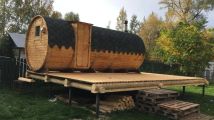 Устройство бани на сваи и площадка из бруса 