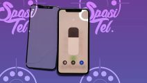 iPhone Xs с новым стеклом, слева от него старое разбитое
